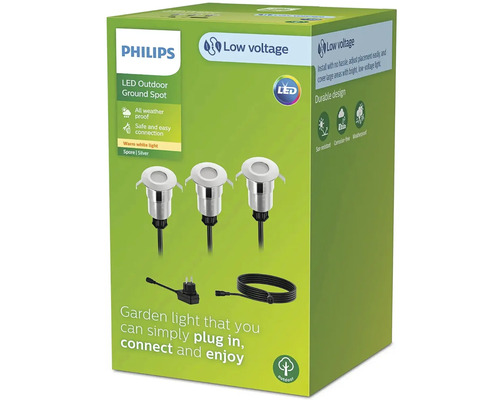 Sada venkovních LED zemních reflektorů Philips v balení