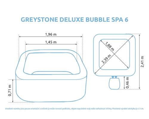 Rozměry Greystone Deluxe Bubble Spa 6