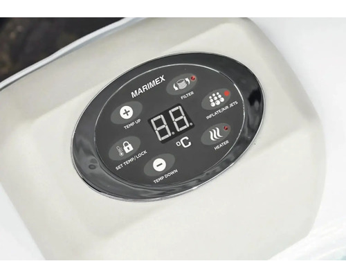 Ovládací panel vířivky Marimex s ukazatelem teploty, ovládáním filtru, topení a trysek