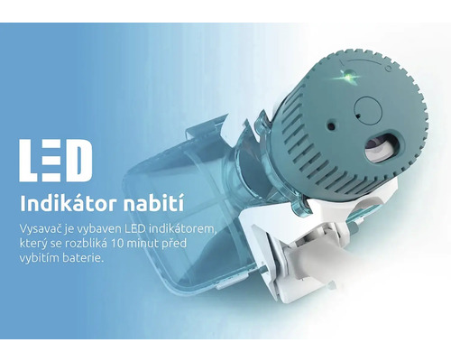 LED indikátor nabíjení na vysavači
