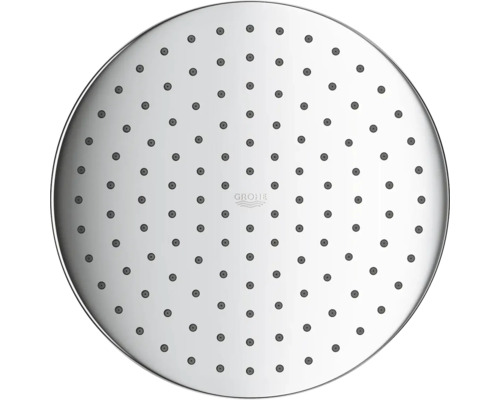 Kulatá sprchová hlavice s vodními tryskami a logem Grohe