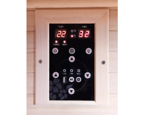 Ovládací panel sauny pro regulaci teploty, času a audio funkcí