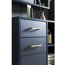 Koupelnová skříňka se zásuvkami a zlatými úchyty