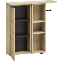 Otevřená koupelnová skříňka s policemi a dvířky