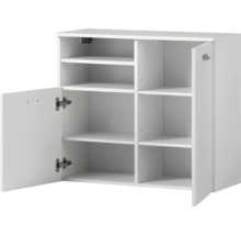 Bílý botník s policemi a dvířky