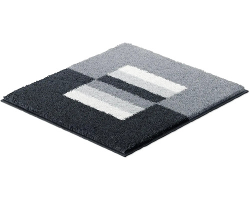 Čtvercový koupelnový kobereček s geometrickým vzorem v odstínech šedé