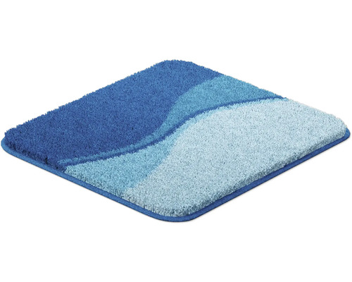 Modrý koupelnový kobereček se vzorem