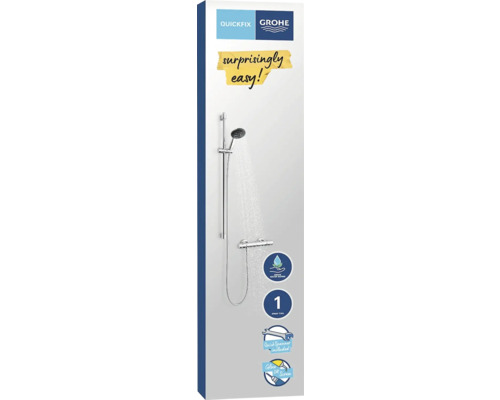 Balení sprchového systému Grohe s tyčí, ruční sprchou a termostatem