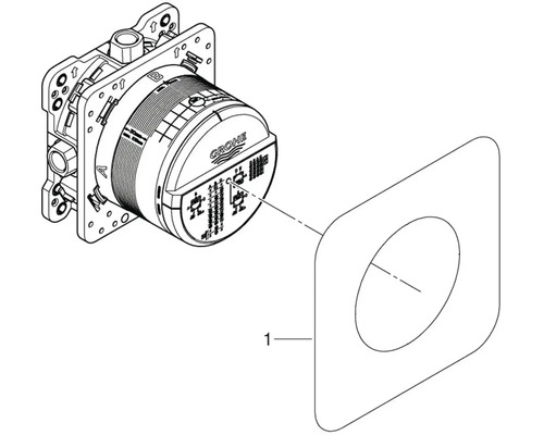 Logo Grohe s návodem k instalaci a montážní deskou