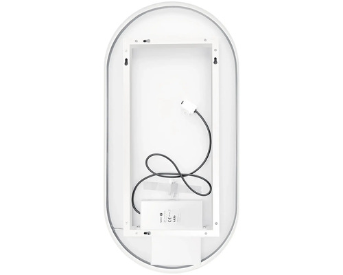 Zadní strana osvětleného zrcadla s upevňovacím systémem