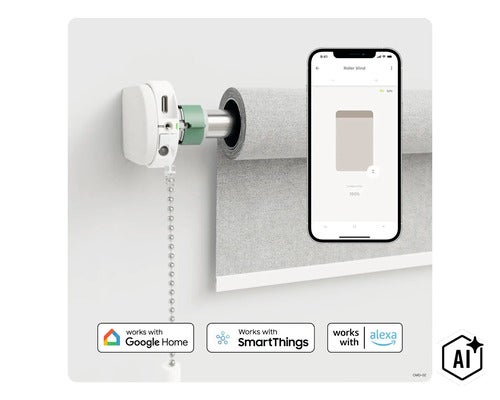 Chytrý motor na rolety s ovládáním přes aplikaci a kompatibilitou s Google Home, SmartThings a Alexa (Image AI modified or generated)