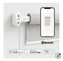 Chytrý motor na rolety pro dodatečnou montáž na řetízkové ovládání, ovladatelný přes aplikaci, kompatibilní s Google Home, SmartThings a Alexa. (Image AI modified or generated)