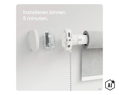 Montážní návod pro elektrický pohon rolet s nástěnným držákem a příslušenstvím pro rychlou instalaci. (Image AI modified or generated)