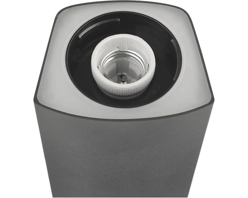 Šedé venkovní svítidlo s objímkou pro žárovku