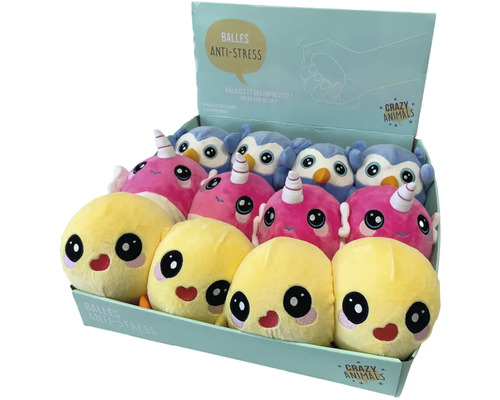 Různé antistresové míčky v krabici Crazy Animals