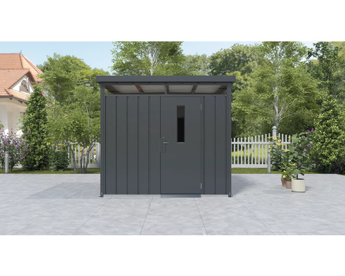 Kovový zahradní domek s dveřmi a oknem pro venkovní použití