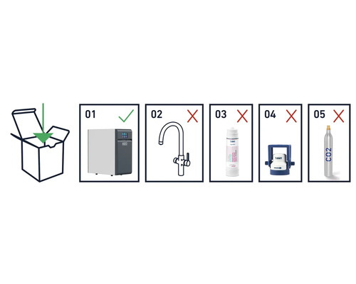 Obrázek komponentů, které jsou součástí dodávky