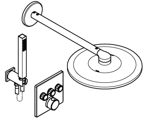 Sprchová armatura s hlavovou sprchou, ruční sprchou a termostatem