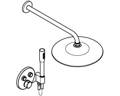 Sprchová hlavice s nástěnným ramenem a termostatickou baterií