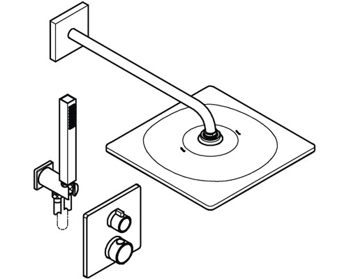 Sprchový set s hlavovou sprchou, ruční sprchou a termostatem