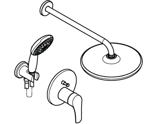 Sprchová souprava s hlavovou sprchou, ruční sprchou a baterií