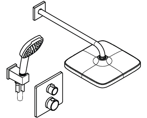 Sprchová souprava s hlavovou sprchou, ruční sprchou a termostatickou baterií pro sprchu