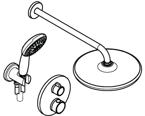 Sprchový set s hlavovou sprchou, ruční sprchou a termostatickou baterií
