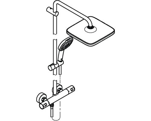 Sprchový systém s hlavovou sprchou, ruční sprchou a termostatickou baterií