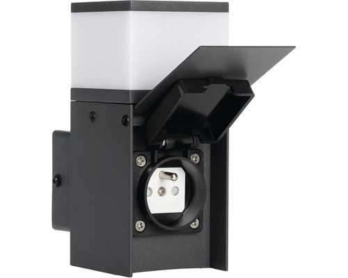 Venkovní světlo se zásuvkou a otevřeným víkem