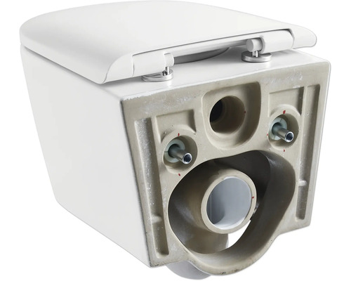 Závěsné WC se sedátkem, pohled zezadu s přípojkami