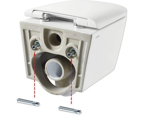 Detailní záběr závěsného WC s montážním návodem.