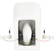 Detail toalety s upevňovacím materiálem