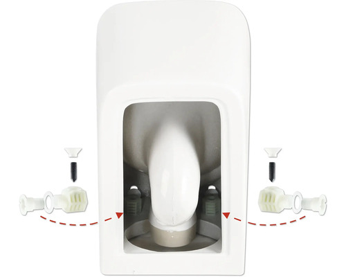 Detail toalety s upevňovacím materiálem