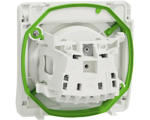 Detail spínače se zeleným těsněním a zadními přípojkami