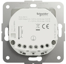 Logo společnosti Schneider Electric. Elektroinstalační zařízení s technickými informacemi a přípojkami.