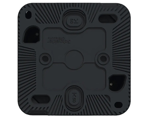 Černá instalační krabice s montážními otvory