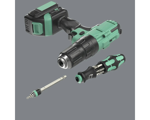 Akumulátorový šroubovák s bity a držákem bitů