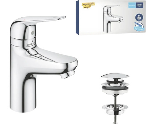 Páková umyvadlová baterie Grohe s táhlovou odtokovou soupravou a obalem