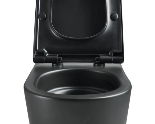 Závěsný hluboký splachovací záchod s otevřeným splachovacím kruhem a záchodovým sedátkem