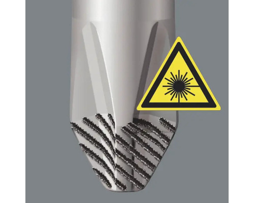 Detailní záběr vrtáku se symbolem laserové ochrany