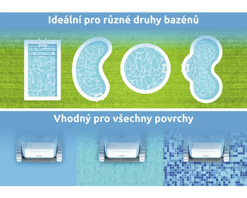 Vhodné pro různé tvary a povrchy bazénů