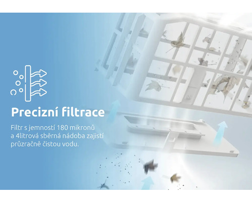 Přesná filtrace s jemností filtru 180 mikronů pro křišťálově čistou vodu