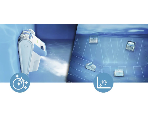 Ilustrace bazénového čisticího robota v akci