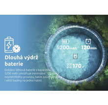 Dlouhá výdrž baterie pro čistič bazénů s výkonem 5200 mAh pro 120 minut provozu a 170 metrů čtverečních čisticí plochy