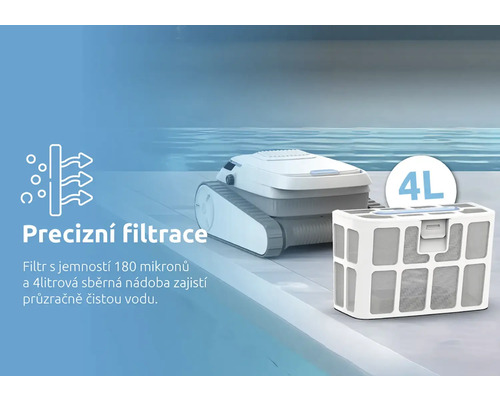 Čisticí robot na bazény s filtrem a čtyřlitrovou sběrnou nádobou