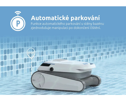 Čisticí robot pro bazény s funkcí automatického parkování na okraji bazénu
