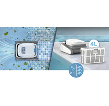 Bazénový robot s filtračním košem a symbolem funkce filtru