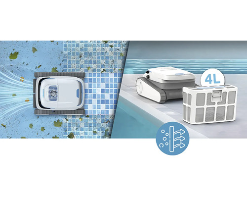 Bazénový robot s filtračním košem a symbolem funkce filtru