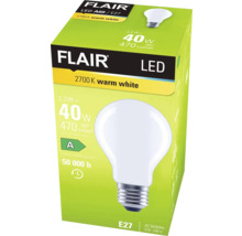 Balení LED žárovky Flair A60 E27 s 40 watty a teplým bílým světlem