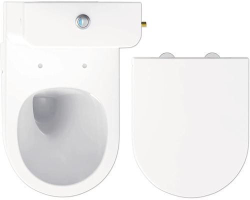 Keramické závěsné WC s hlubokým splachováním, splachovací nádržkou a WC sedátkem